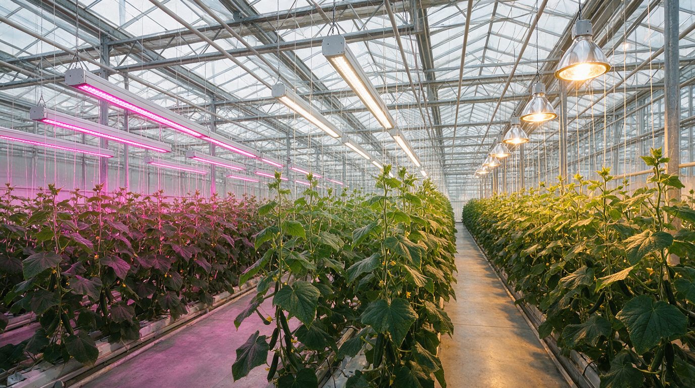 Материал ECOLED-BIO: Специализированные фито-LED, белые диоды и ДНаТ на огурце: баланс урожая и затрат