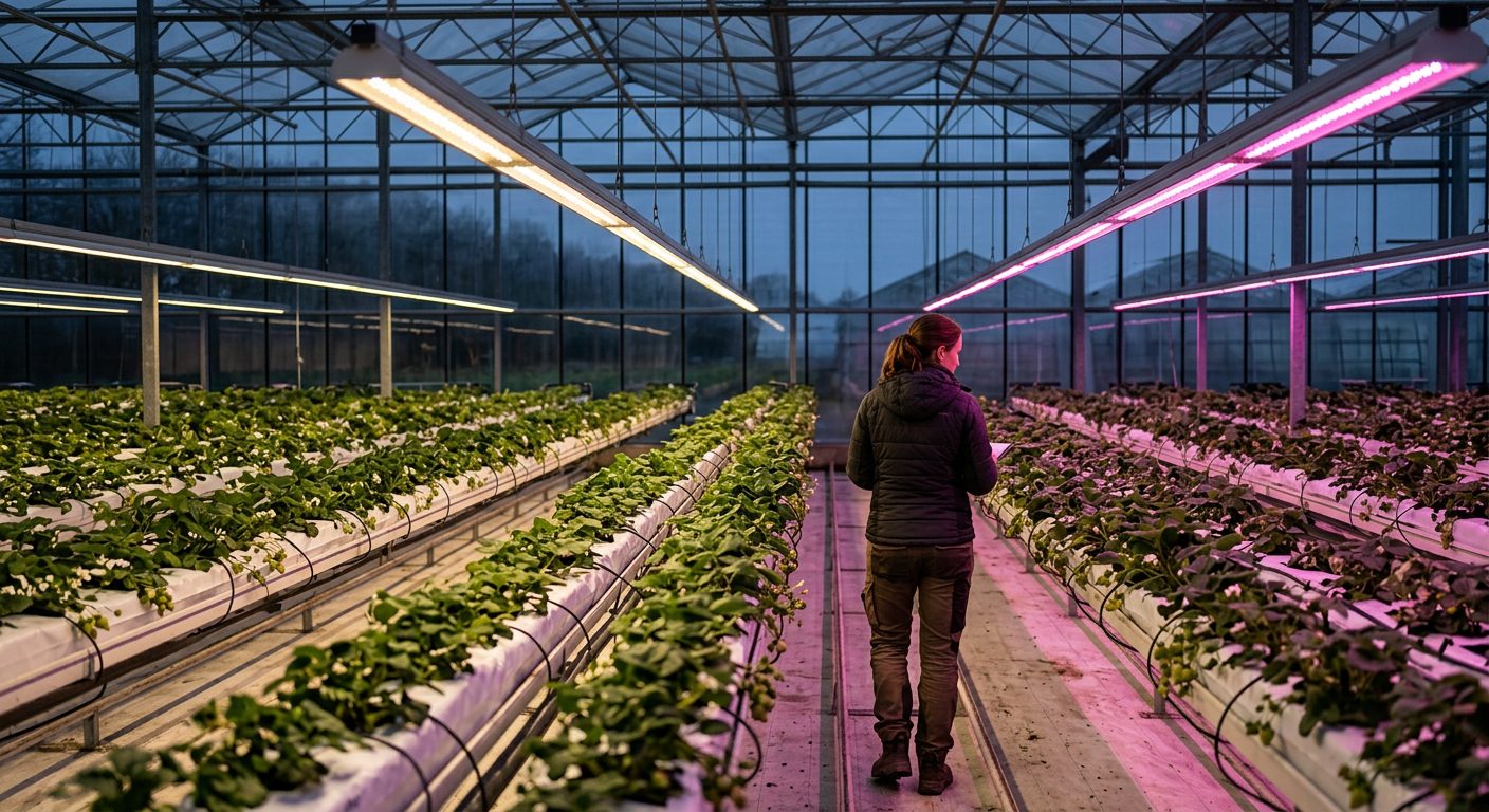 Материал ECOLED-BIO: Экономика зимней светокультуры земляники: выбор спектра LED и затраты на килограмм ягоды