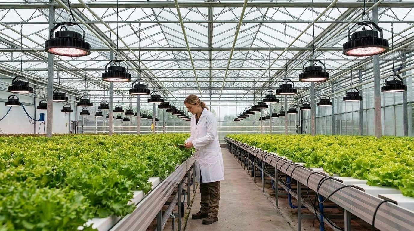 Материал ECOLED-BIO: Влияние доли красного спектра в LED-досветке на продуктивность салата в теплице