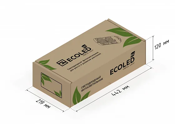 Фитосветильник ECOLED-BIO-140-235W-xx F-UniversaLED, Упаковка UniversaLED — габариты