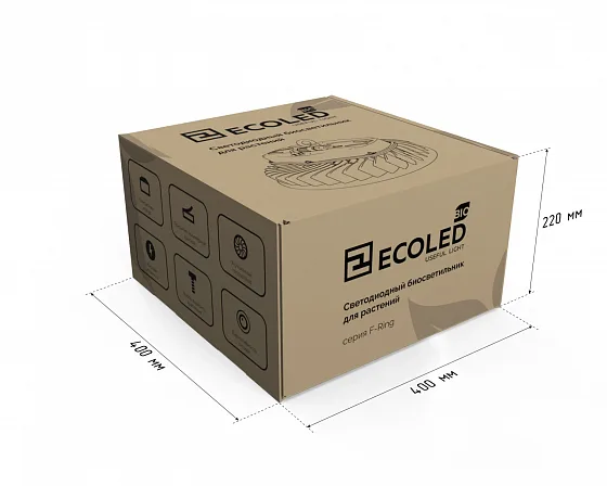 Фитосветильник ECOLED-BIO-185W-xx F-Ring, Упаковка F-RING — габариты